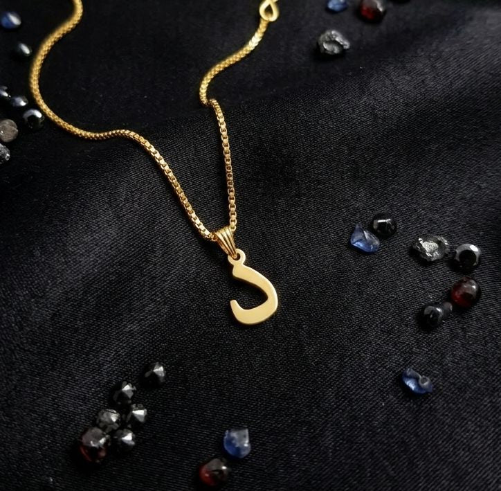 Arabic Initial Letter Name Pendant Necklace – Personalized Necklace for Men & Women