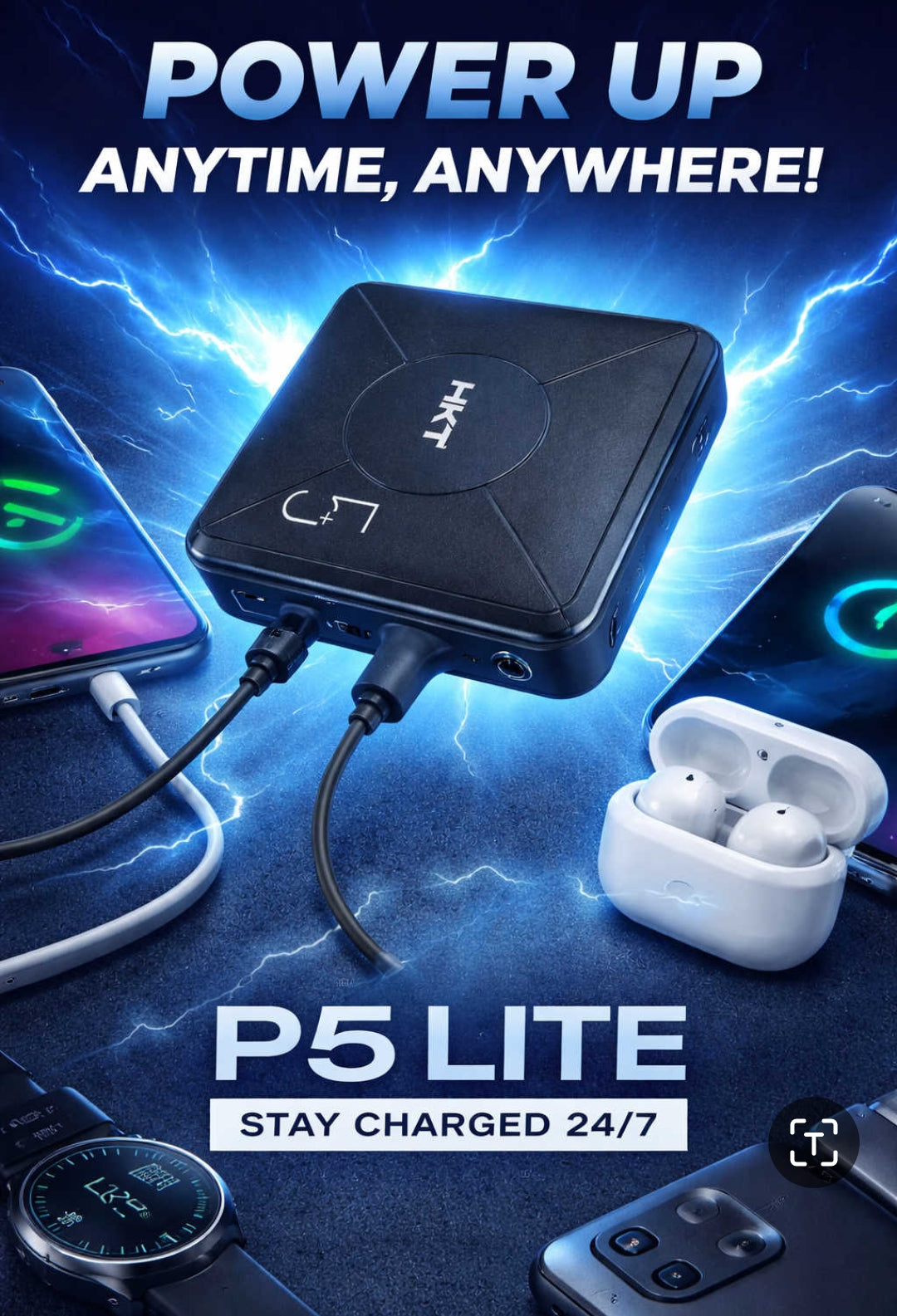 5000 mAh-Portable Power Bank, Usb Port,Input and Output Fast Charge