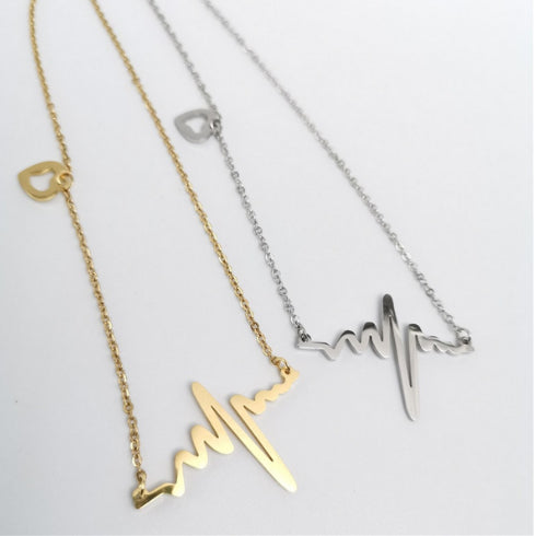 ECG Heartbeat Necklace for Women – Titanium Steel Pulse Pendant Clavicle Chain | Gearzone Fashion Jewellery