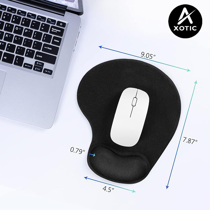 Ergonomic Mouse Pad with Gel Wrist Rest, Non-Slip Washable Mouse Mat – Black
