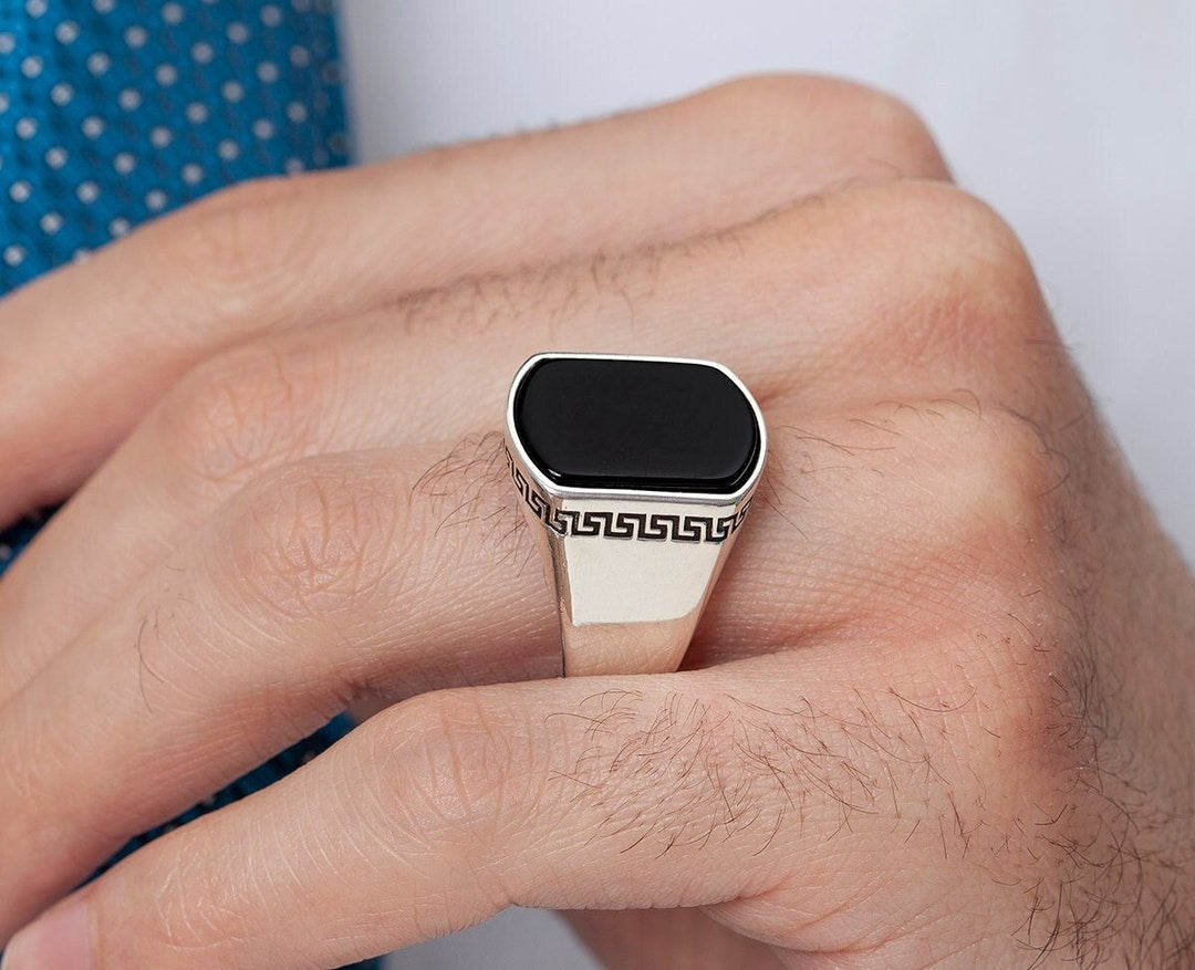 Turkish Style Italian Ring for Men & Boys – Black Stone Stainless Steel Fashion Ring