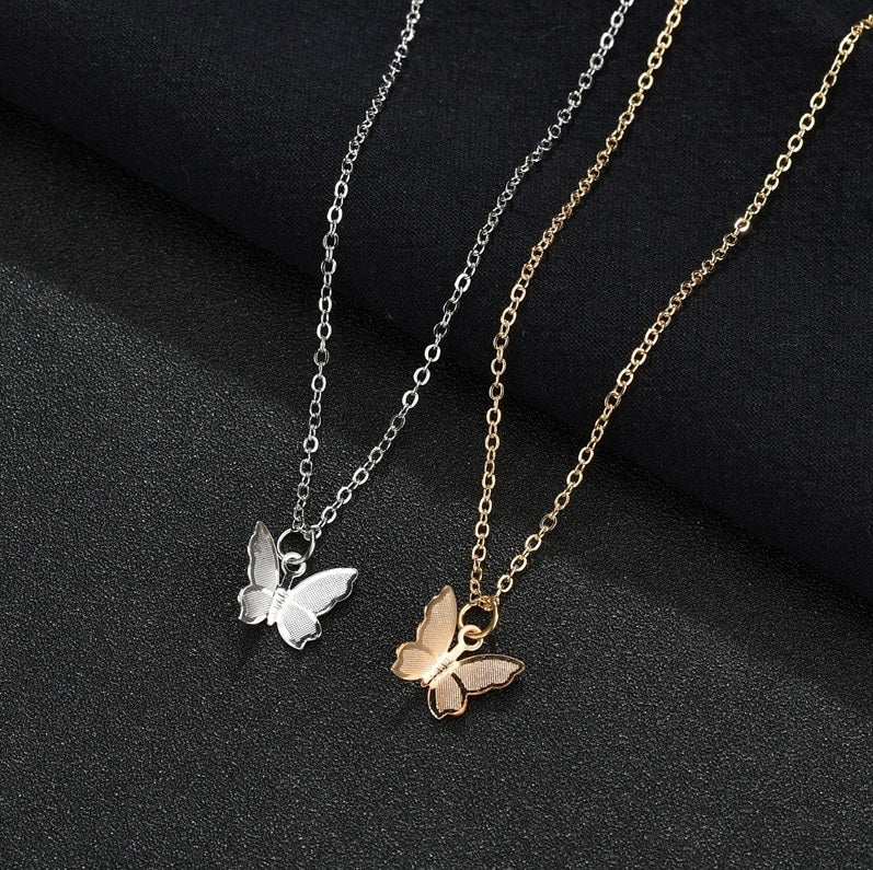 Butterfly Pendant Necklace for Girls & Women – Korean-Style Gold & Silver Long Chain Jewellery