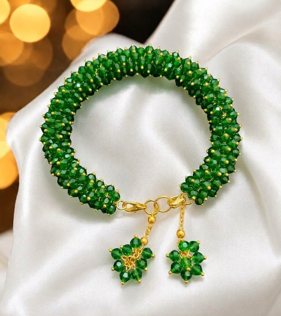 Crystal Beads Gajra Bracelet for Women & Girls | Festive Jewellery