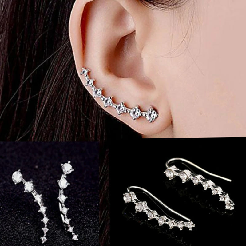 7 Crystal Stud Earrings for Girls | Sparkling Row Stud Earrings Set | Cute Mini Studs Pair