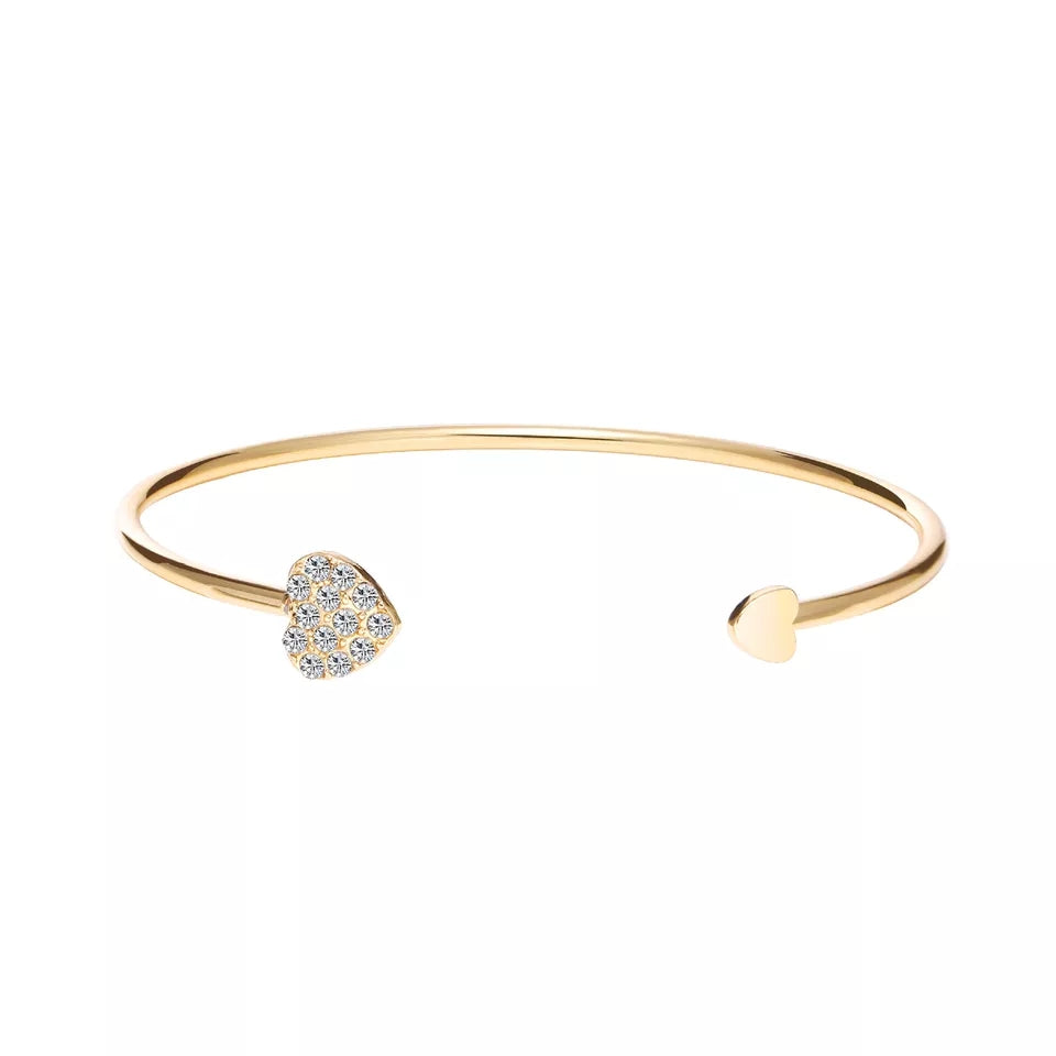 Double Heart Adjustable Bracelet for Girls & Women – Elegant Golden Color Fashion Jewelry