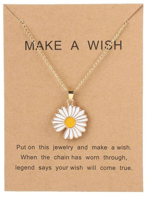 Korean Fashion Flower Choker Necklace for Women & Girls | White & Yellow Pendant