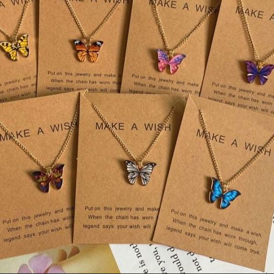 Korean Butterfly Charm Necklace for Girls | Elegant Alloy Pendant Jewelry
