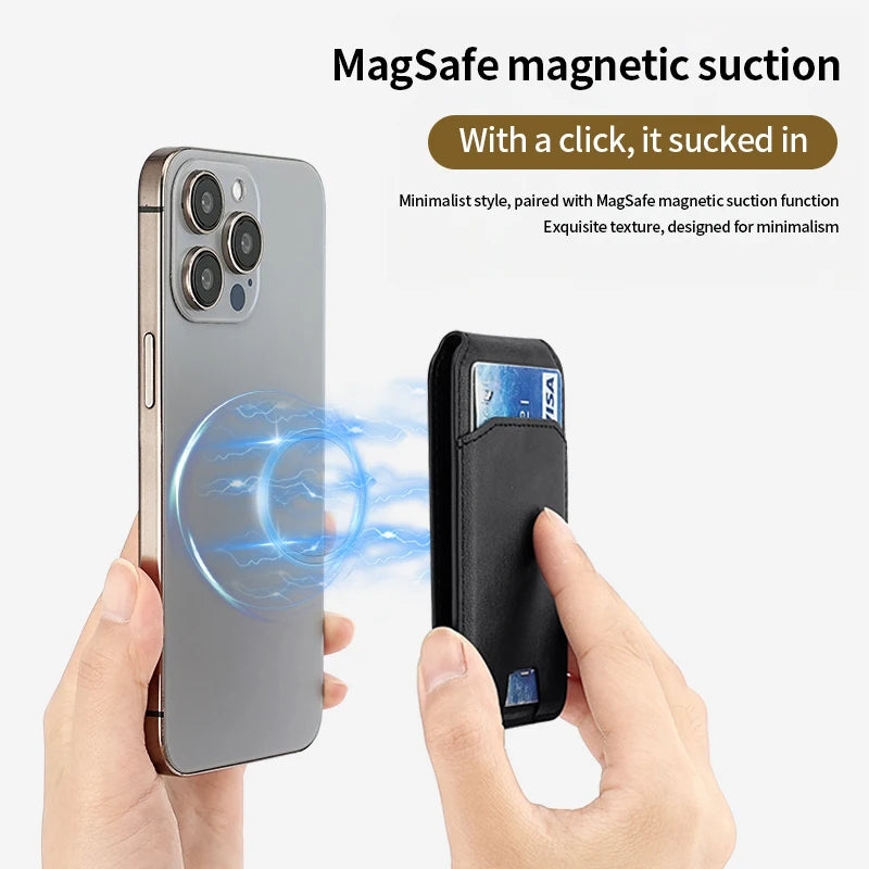 MagSafe Magnetic Card Holder Phone Case – PU Leather Wallet Cover with Stand & Credit Card Pocket