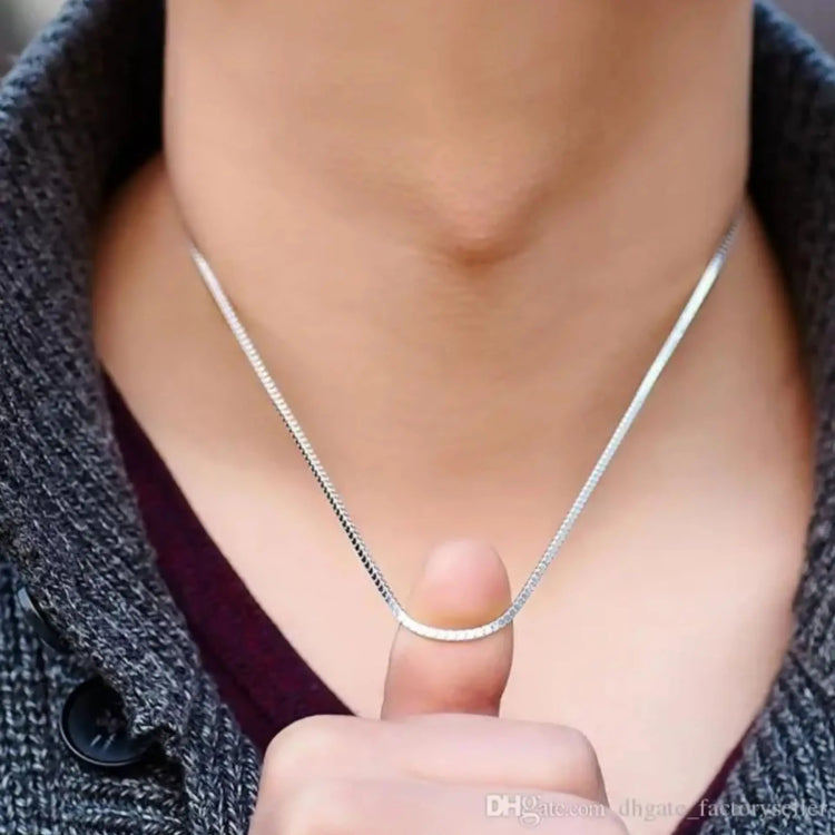 Silver Thin Snake Chain Necklace for Men & Women | Unisex Casual Chain