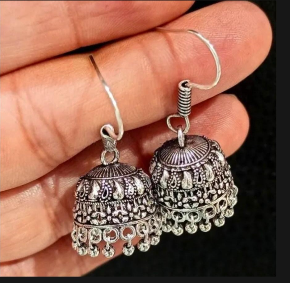 Traditional Gold-Plated Jhumka Earrings for Girls | Elegant Hanging Earrings with Sparkling Beads