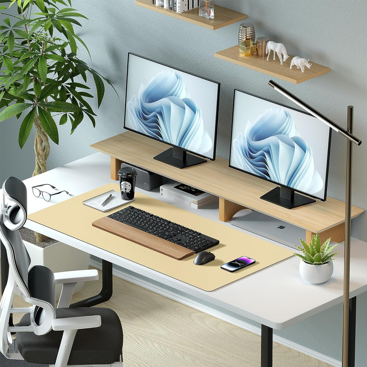 PU Leather Desk Mat Waterproof Office Table Pad for Laptop, Keyboard & Mouse