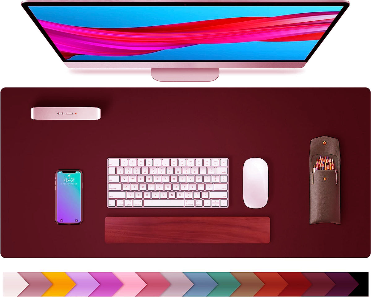 PU Leather Desk Mat Waterproof Office Table Pad for Laptop, Keyboard & Mouse