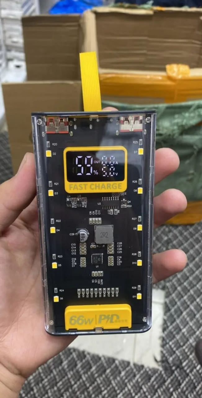 66W Power Bank -20000MAH- Transparent Power Bank 20000 MAH - Portable Fast Charging - Super Fast Charger - Samsung Xiomi and for all Devices - Super Fast Charging Transparent 66W Power Bank- 20000 MAH Portable Mini Power Bank- LED Display.