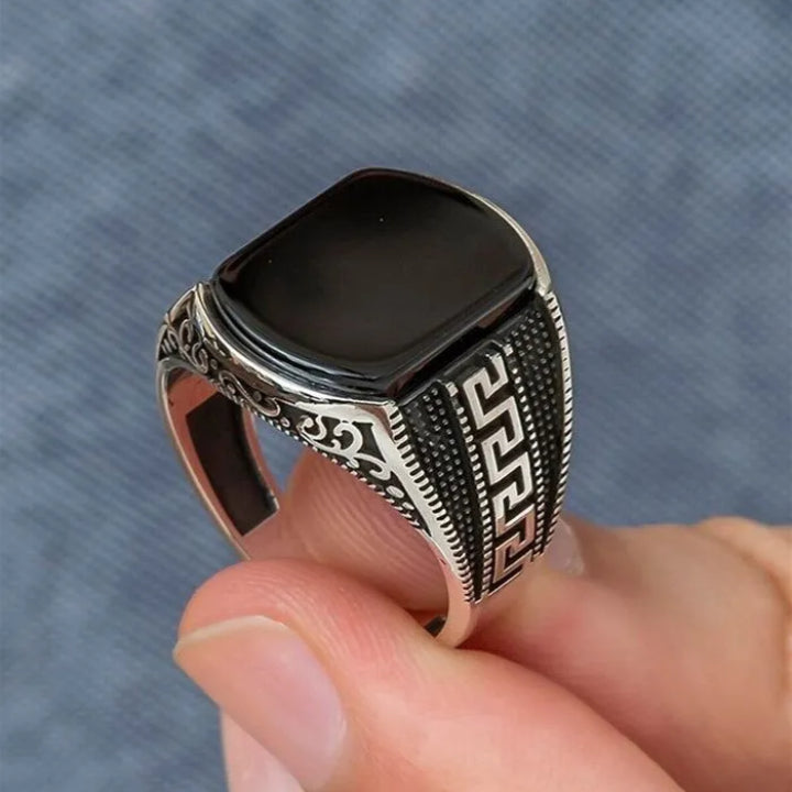 Turkish Style Italian Ring for Boys & Men – Silver Versace-Inspired Fashion Ring
