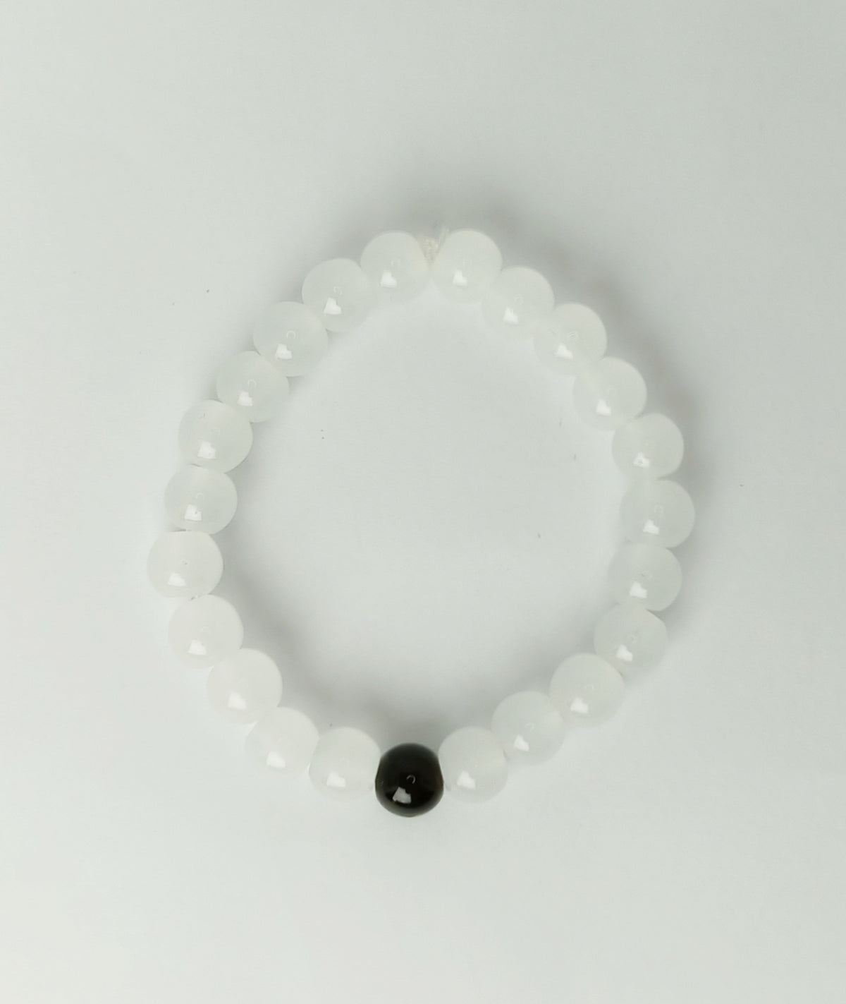 Matching Couple Bracelet Set – Black & White 8mm Beaded Bracelets for Partners | Handmade Stretch Bracelets