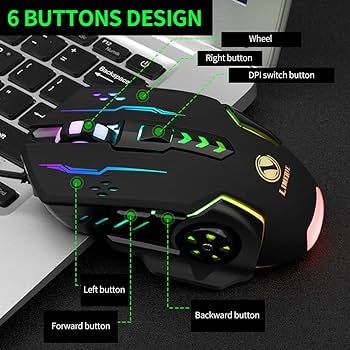 6-Button RGB Gaming Mouse with Side Buttons – USB Wired Mouse for PC & Laptop