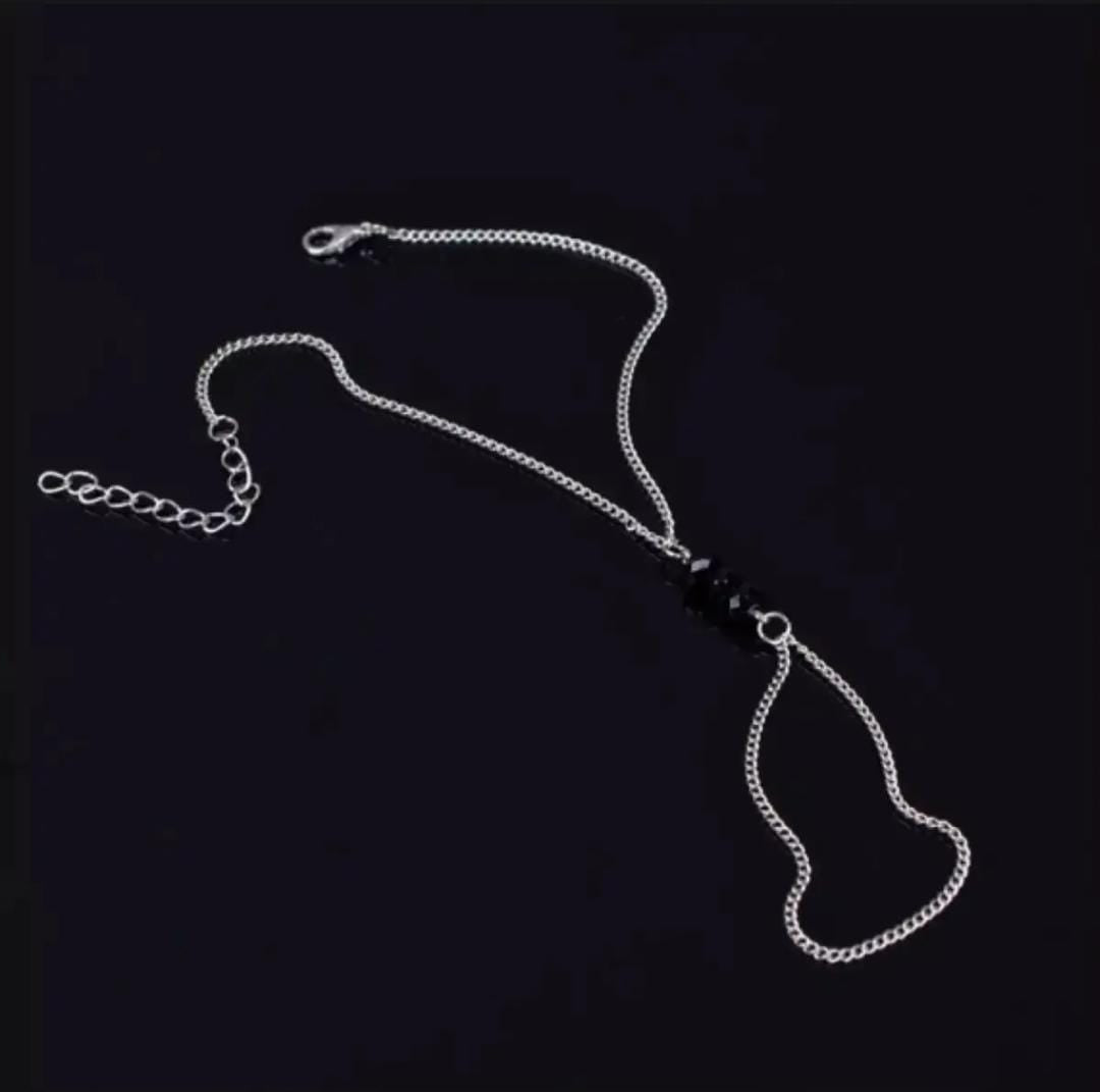 Faux Pearl Hand Chain Bracelet with Finger Ring – Elegant Gold Jewellery for Women & Girls