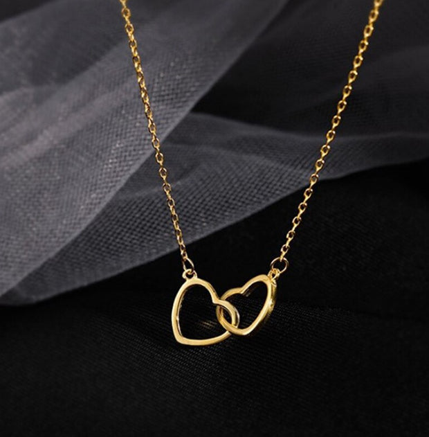 Double Heart Necklace for Girls | Stainless Steel Interlocked Heart Pendant