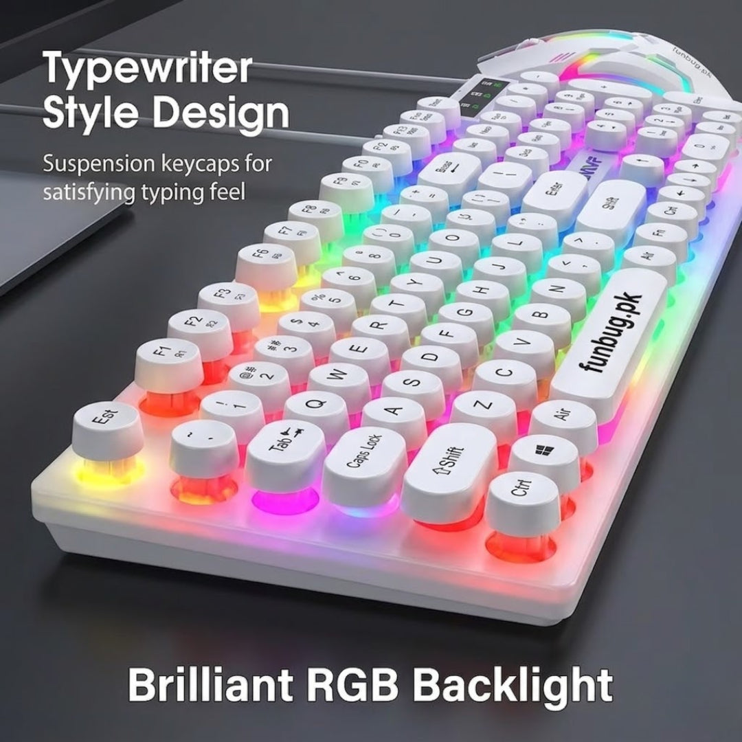 RGB Gaming Keyboard & Mouse Combo – 112-Key Wired Gaming Set with Mouse Pad