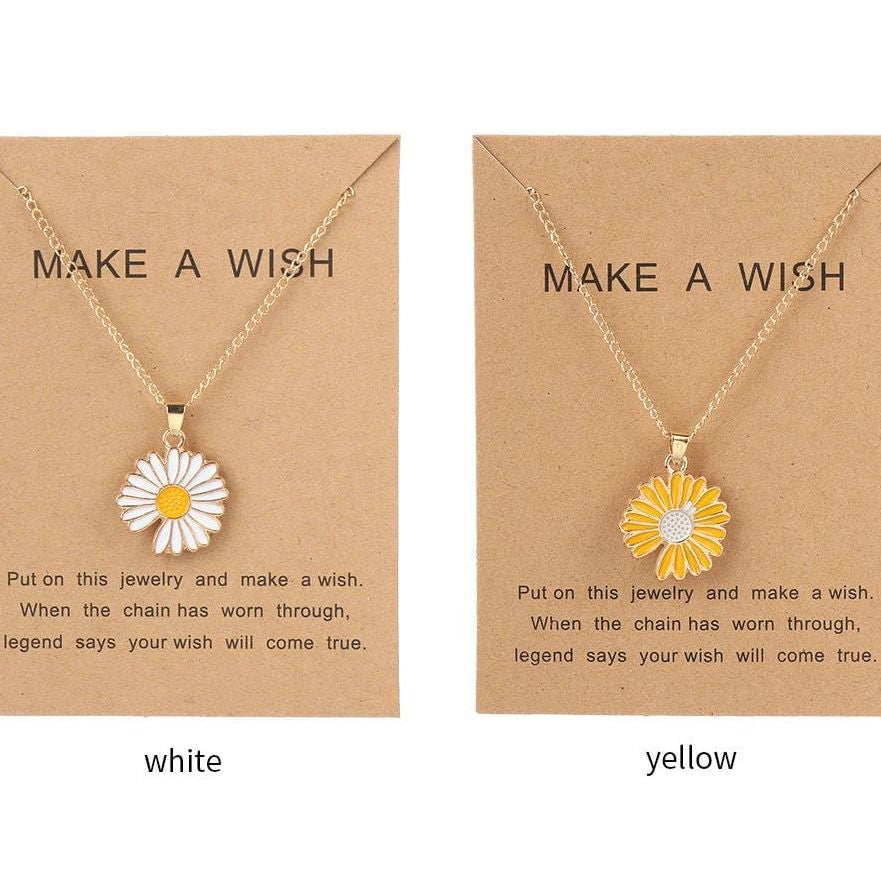 Korean Fashion Flower Choker Necklace for Women & Girls | White & Yellow Pendant