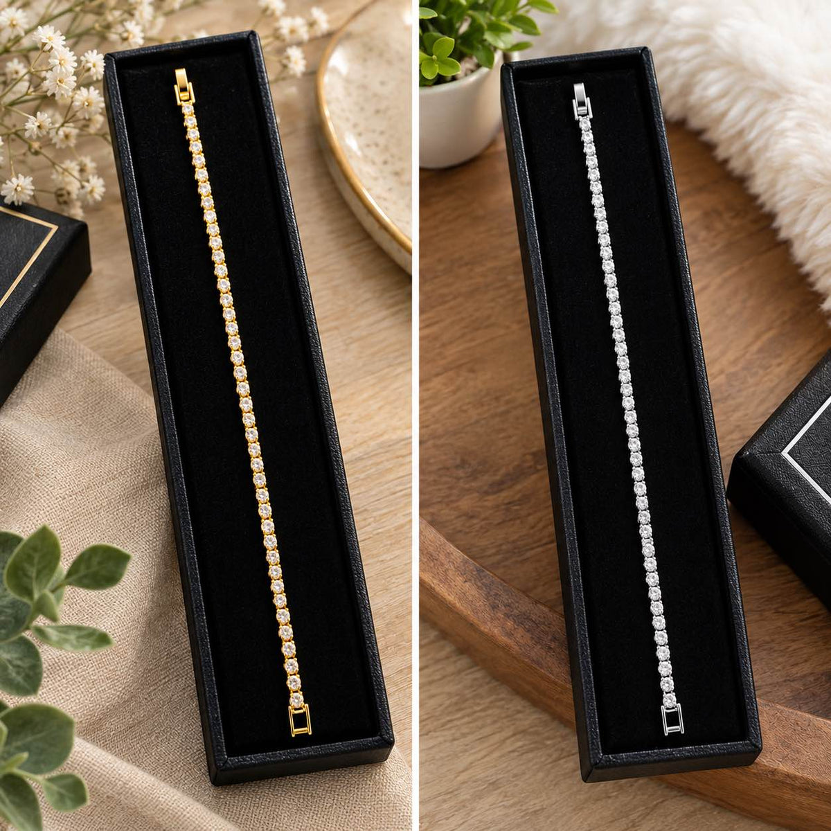Stainless Steel Crystal Tennis Bracelet for Women