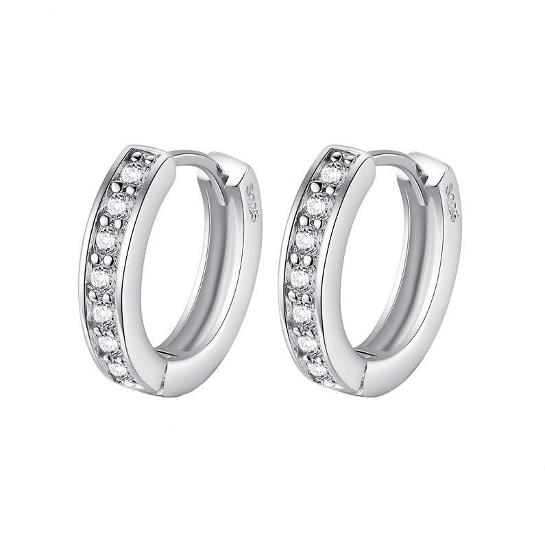 S925 Sterling Silver Huggie Hoop Earrings – Crystal Zirconia Small Hoops for Women & Girls