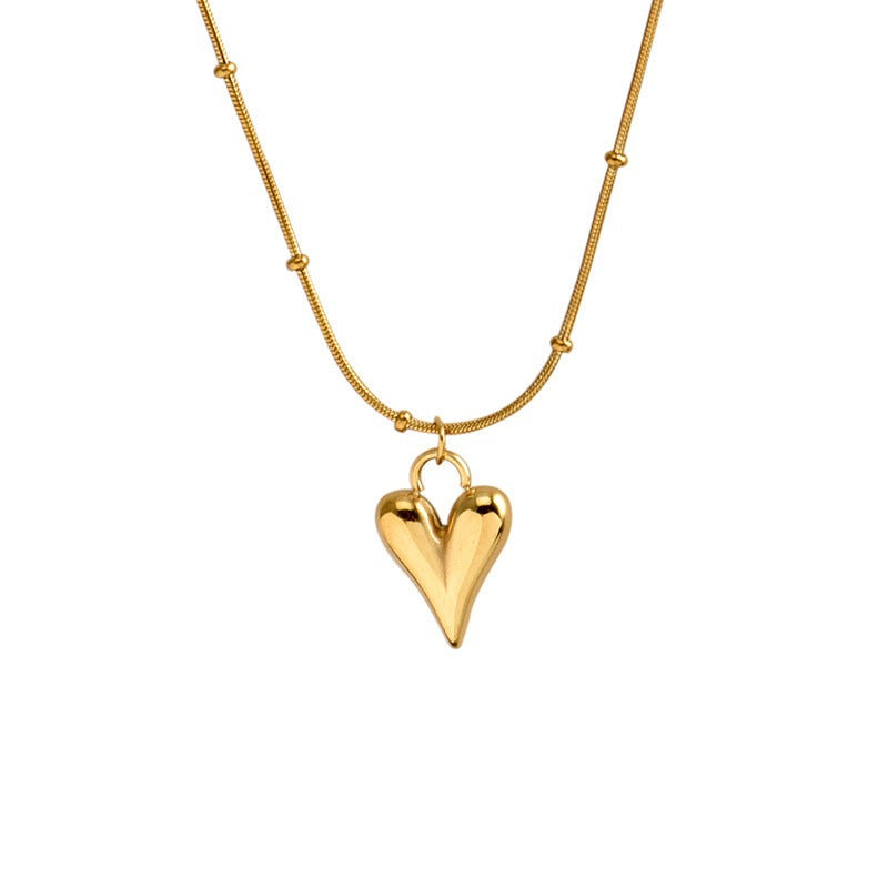 Golden Stainless Steel Heart Pendant Necklace for Women | Chunky Chain Jewelry