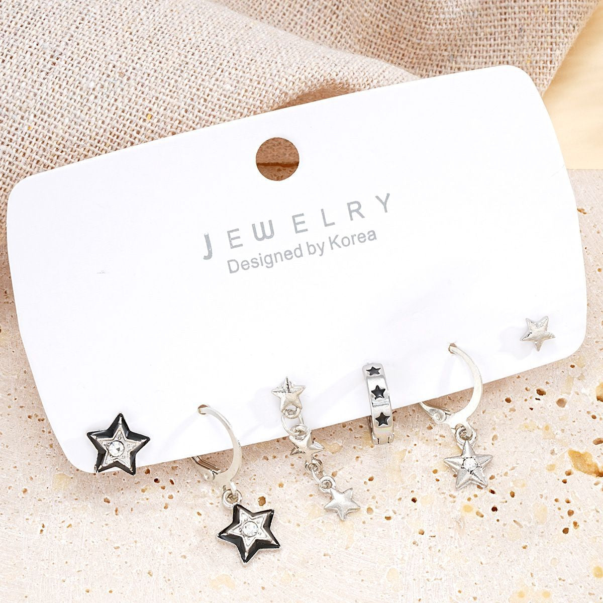6Pcs Y2K Star Earrings Set for Women | Crystal Dangle Hoop Earrings | Goth Trendy Party Jewelry