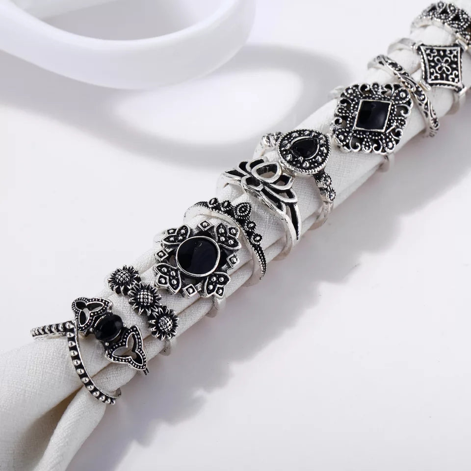 15Pcs Silver Ring Set for Women & Girls | Stackable Fashion Rings | Wedding & Anniversary Jewelry