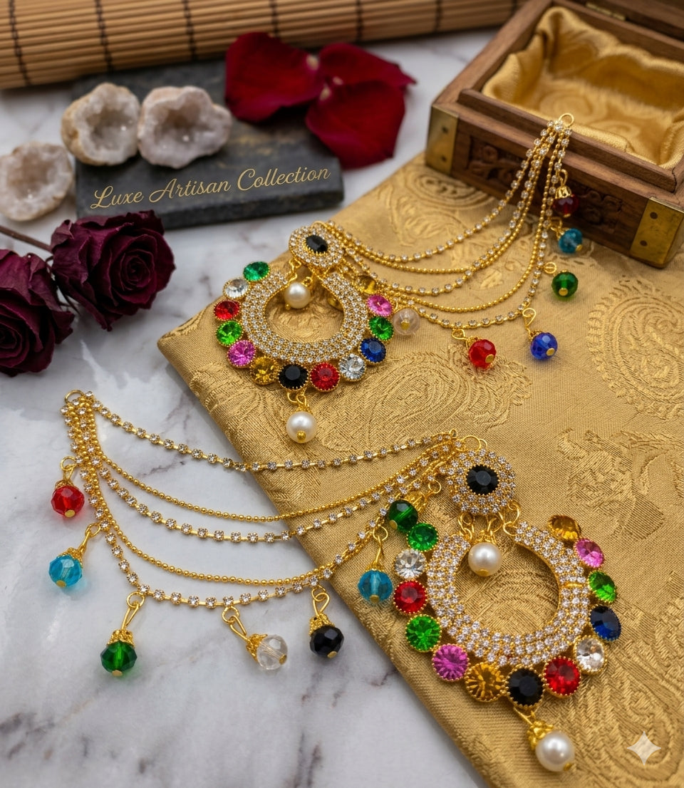 Jewellery Collection For beautyfull girls Ear Rings With Sahara Bahubali Jhumki long lasting polish with white Pearl7