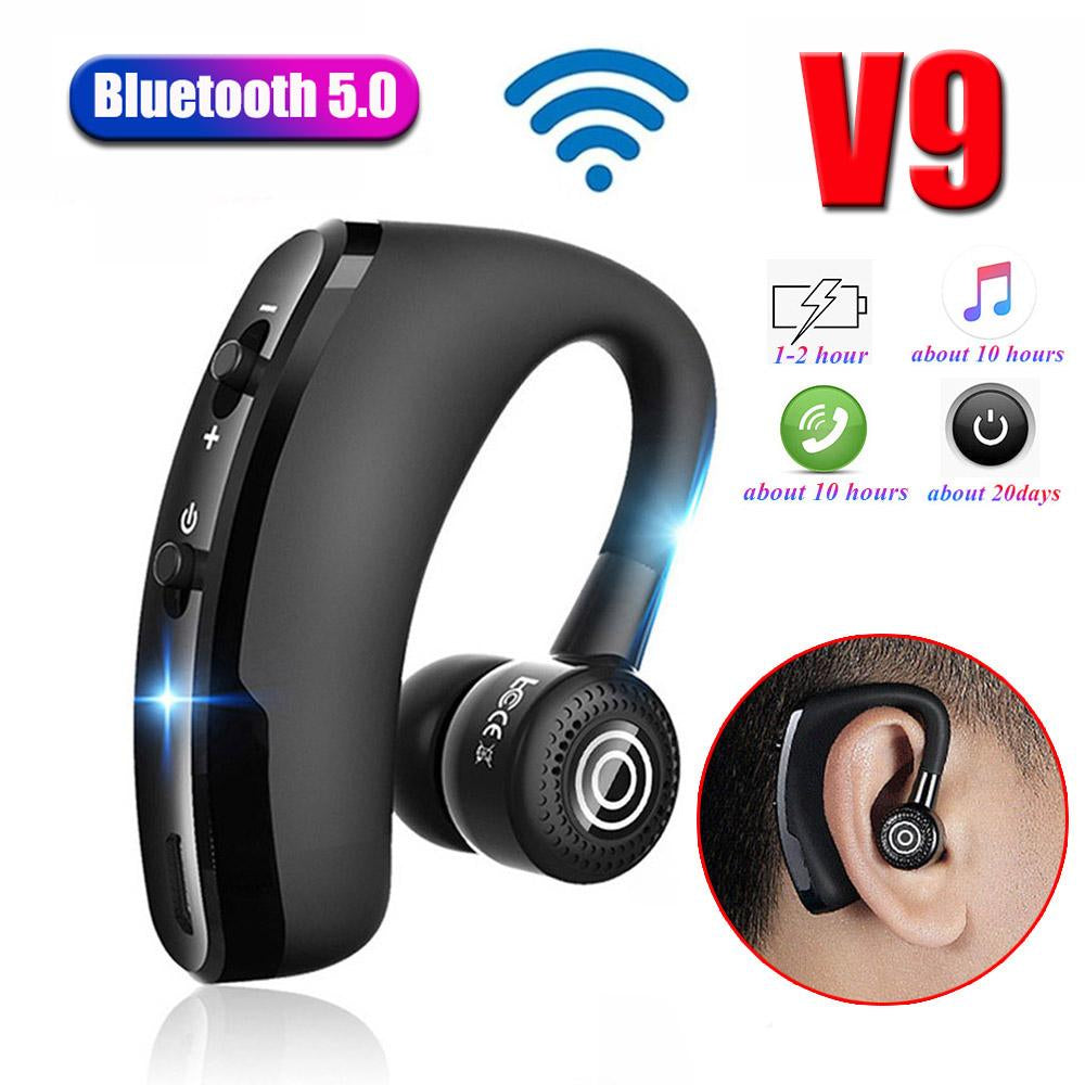 V9 Wireless Bluetooth Headset – Single Ear Bluetooth Earpiece with Built-in Microphone | Hands-Free Calling Headset for All Bluetooth Devices