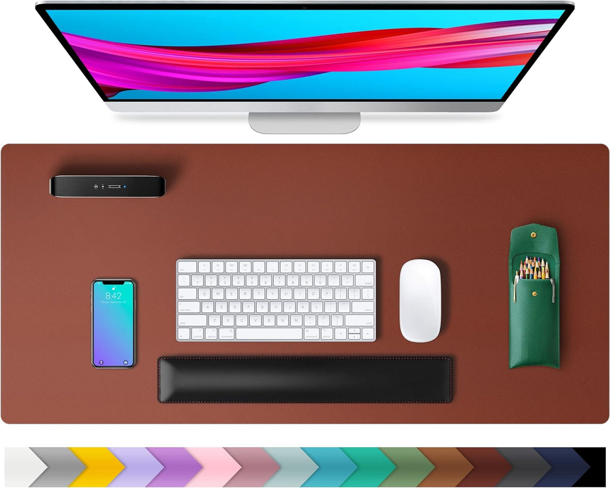 PU Leather Desk Mat Waterproof Office Table Pad for Laptop, Keyboard & Mouse