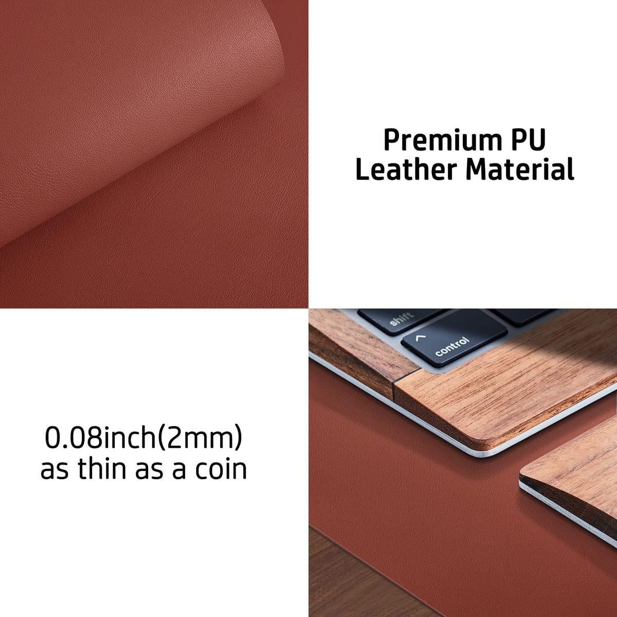 PU Leather Desk Mat Waterproof Office Table Pad for Laptop, Keyboard & Mouse