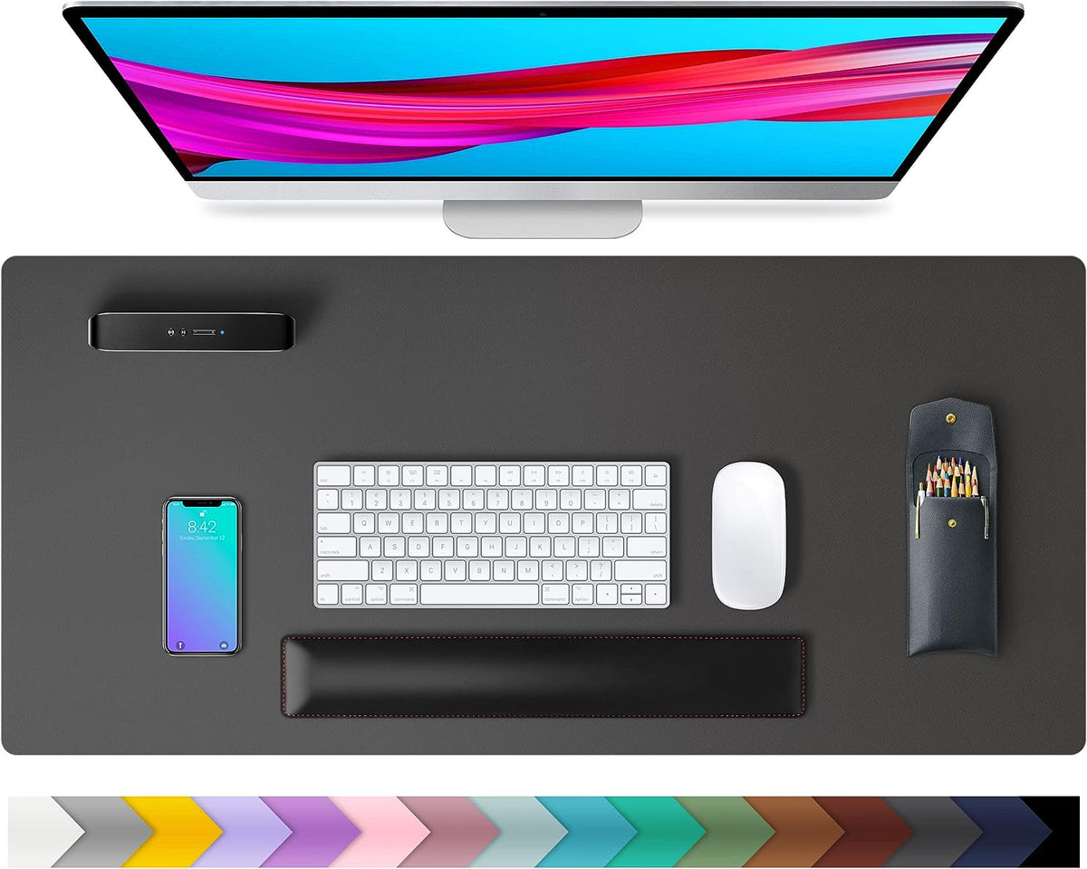 PU Leather Desk Mat Waterproof Office Table Pad for Laptop, Keyboard & Mouse