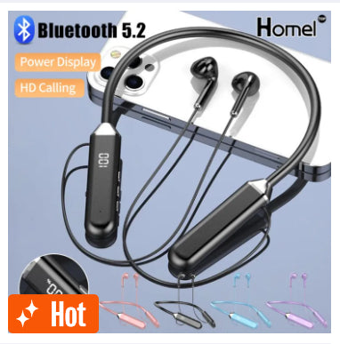Magnetic Neckband Wireless Bluetooth 5.2 Headphones – LED Digital Display, Noise Reduction, Sports Earphones with Built-in Mic