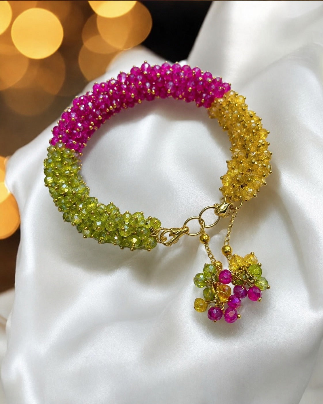 Crystal Beads Gajra Bracelet for Women & Girls | Festive Jewellery