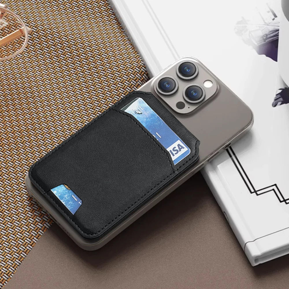 MagSafe Magnetic Card Holder Phone Case – PU Leather Wallet Cover with Stand & Credit Card Pocket