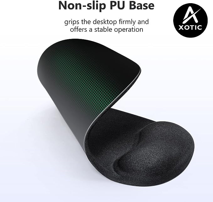 Ergonomic Mouse Pad with Gel Wrist Rest, Non-Slip Washable Mouse Mat – Black
