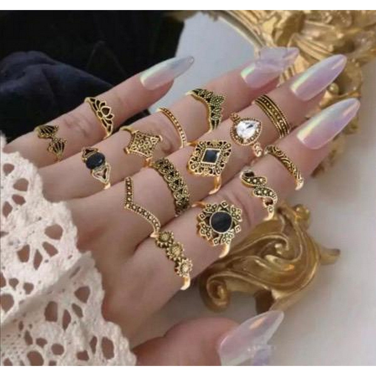 15Pcs Silver Ring Set for Women & Girls | Stackable Fashion Rings | Wedding & Anniversary Jewelry