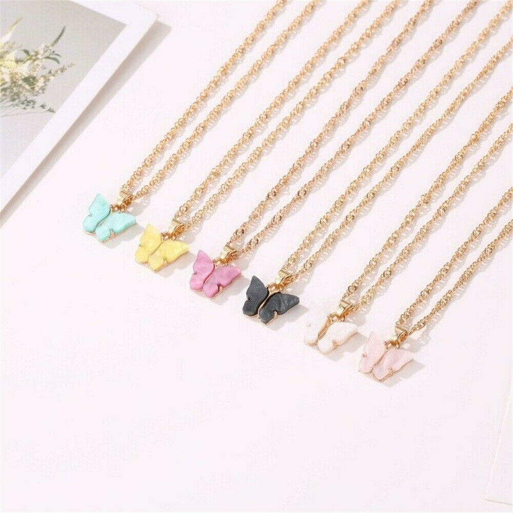 Butterfly Pendant Necklace for Girls & Women – Korean-Style Gold & Silver Long Chain Jewellery