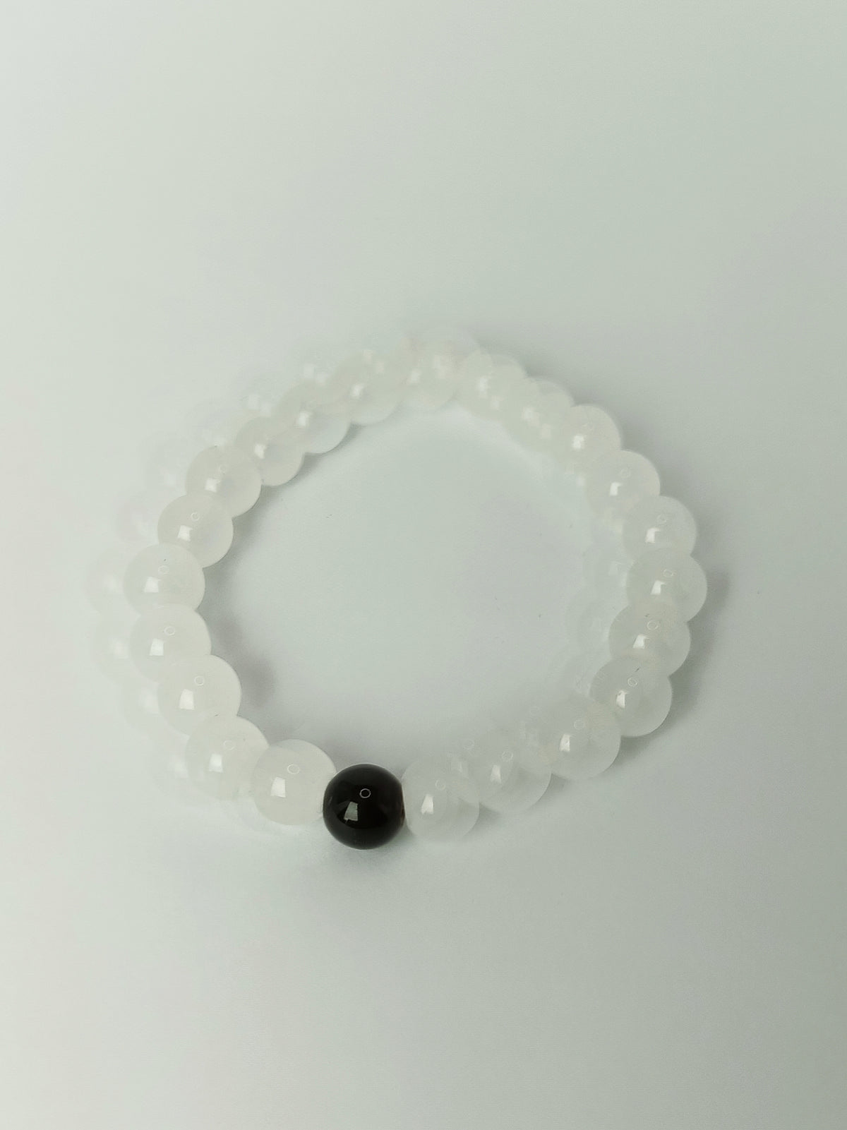 Matching Couple Bracelet Set – Black & White 8mm Beaded Bracelets for Partners | Handmade Stretch Bracelets