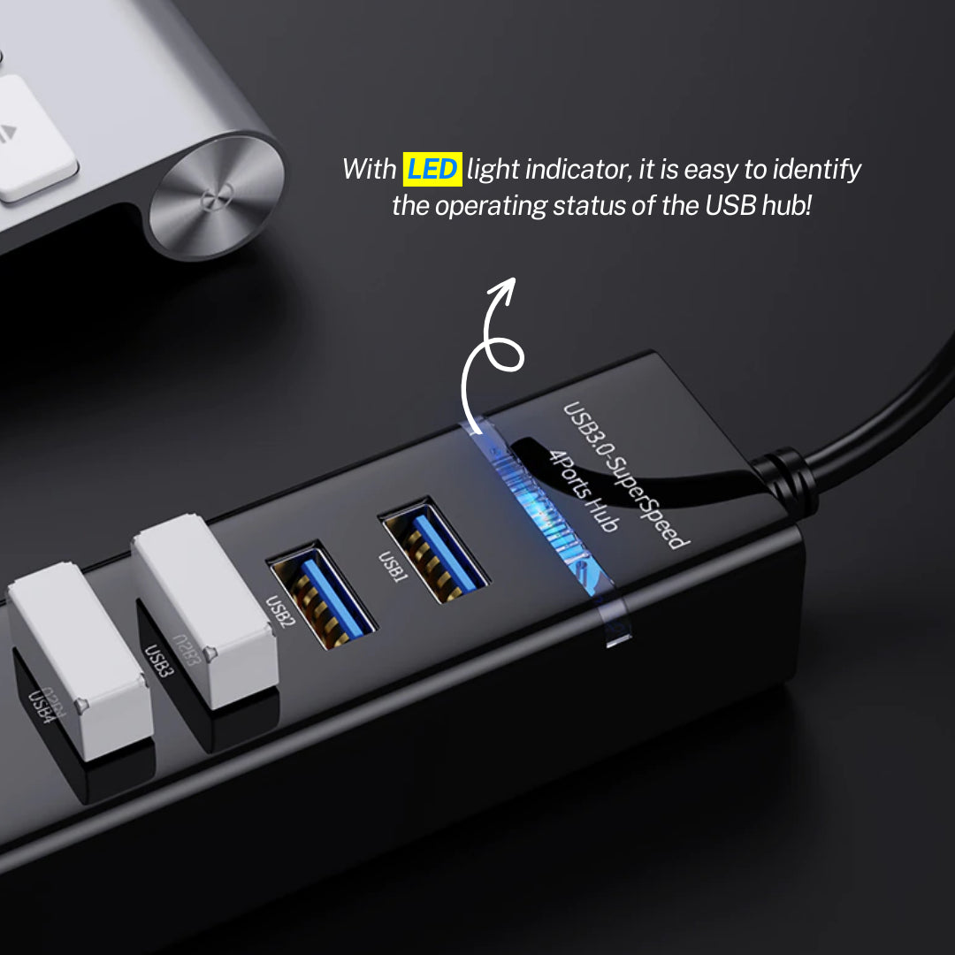 FunBug USB 3.0 Hub 4 Port & 7 Port | High-Speed Multi USB Splitter Adapter | USB Extension for PC, Laptop, Gaming, Keyboard & Mouse