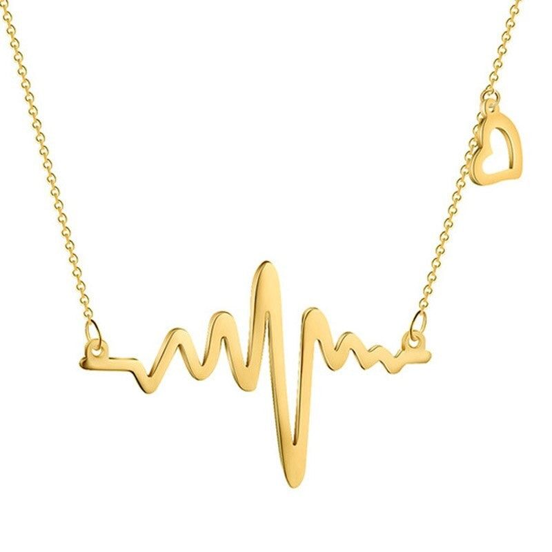 ECG Heartbeat Necklace for Women – Titanium Steel Pulse Pendant Clavicle Chain | Gearzone Fashion Jewellery