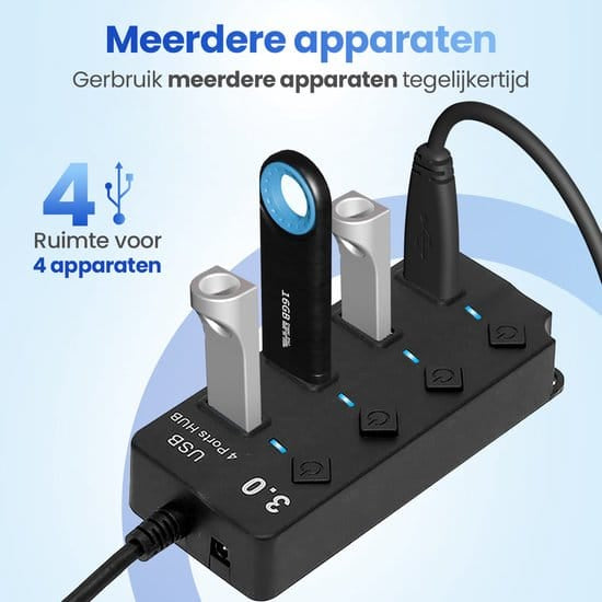 4 Port USB 3.0 Hub High Speed USB Hub Splitter for PC & Laptop