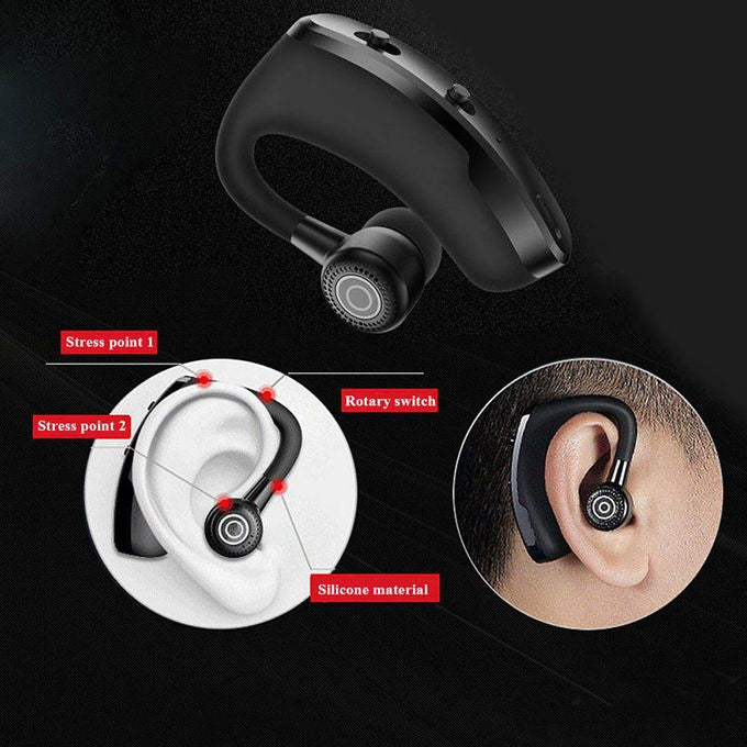 V9 Wireless Bluetooth Headset – Single Ear Bluetooth Earpiece with Built-in Microphone | Hands-Free Calling Headset for All Bluetooth Devices