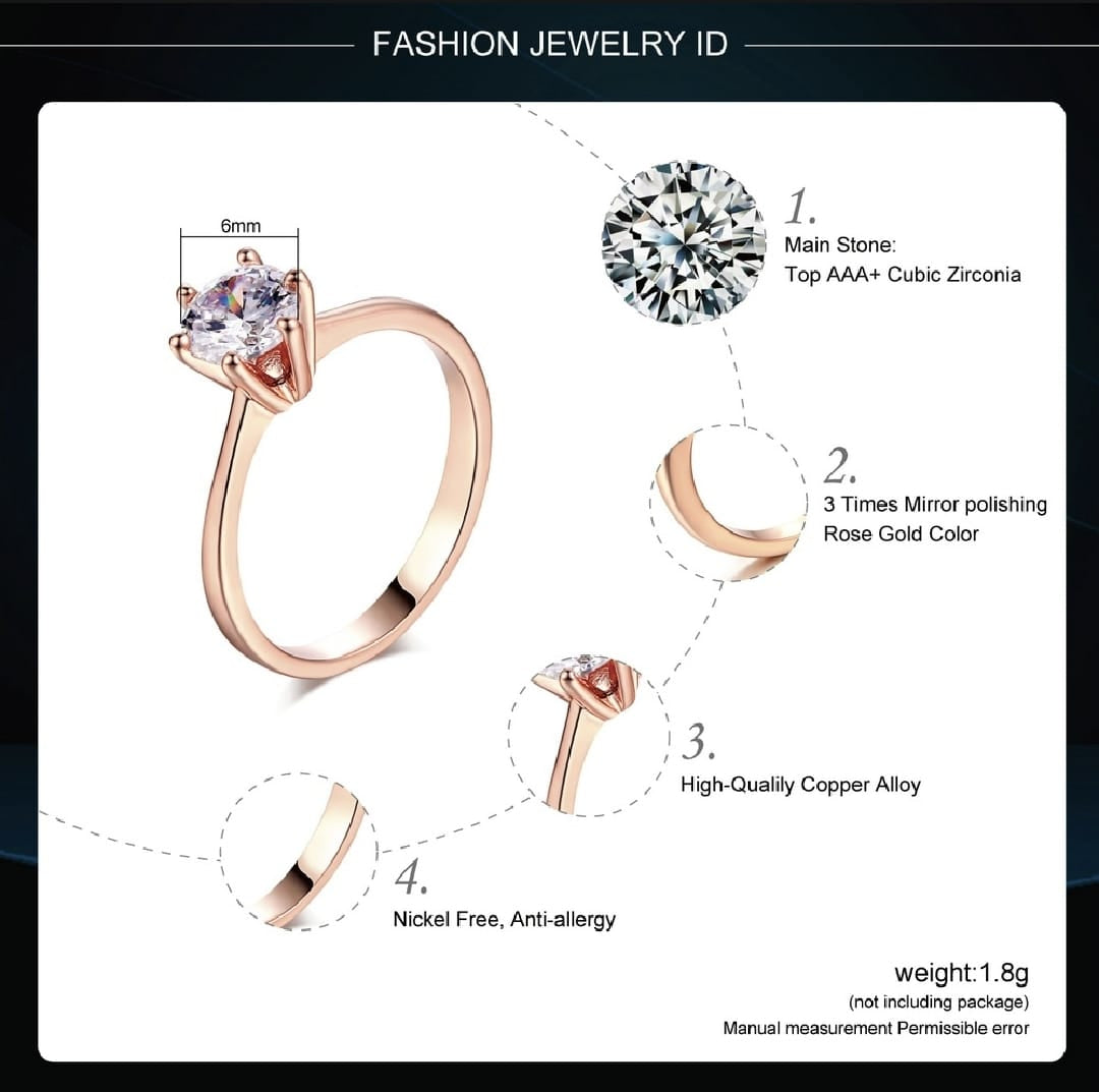 Diamond Ring for Girls & Women – Stainless Steel Elegant Fashion Ring
