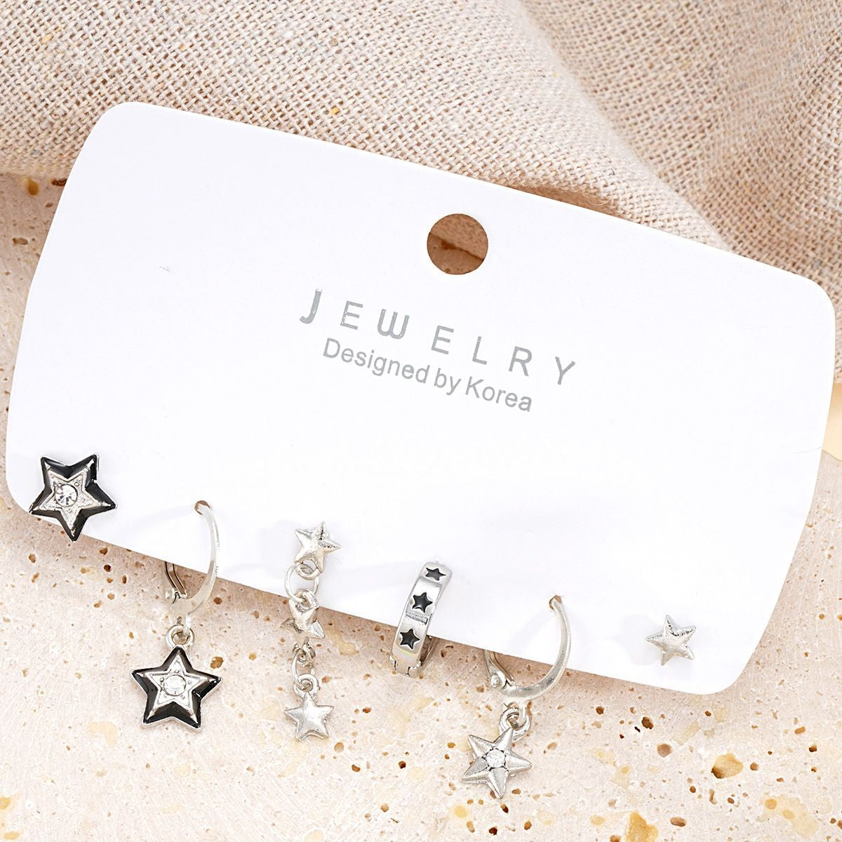 6Pcs Y2K Star Earrings Set for Women | Crystal Dangle Hoop Earrings | Goth Trendy Party Jewelry