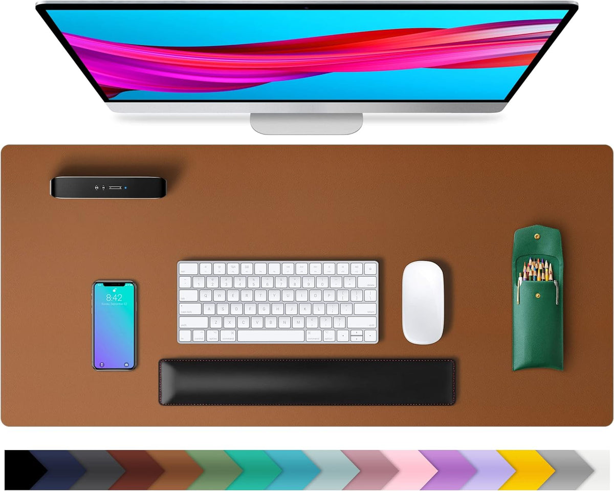 PU Leather Desk Mat Waterproof Office Table Pad for Laptop, Keyboard & Mouse