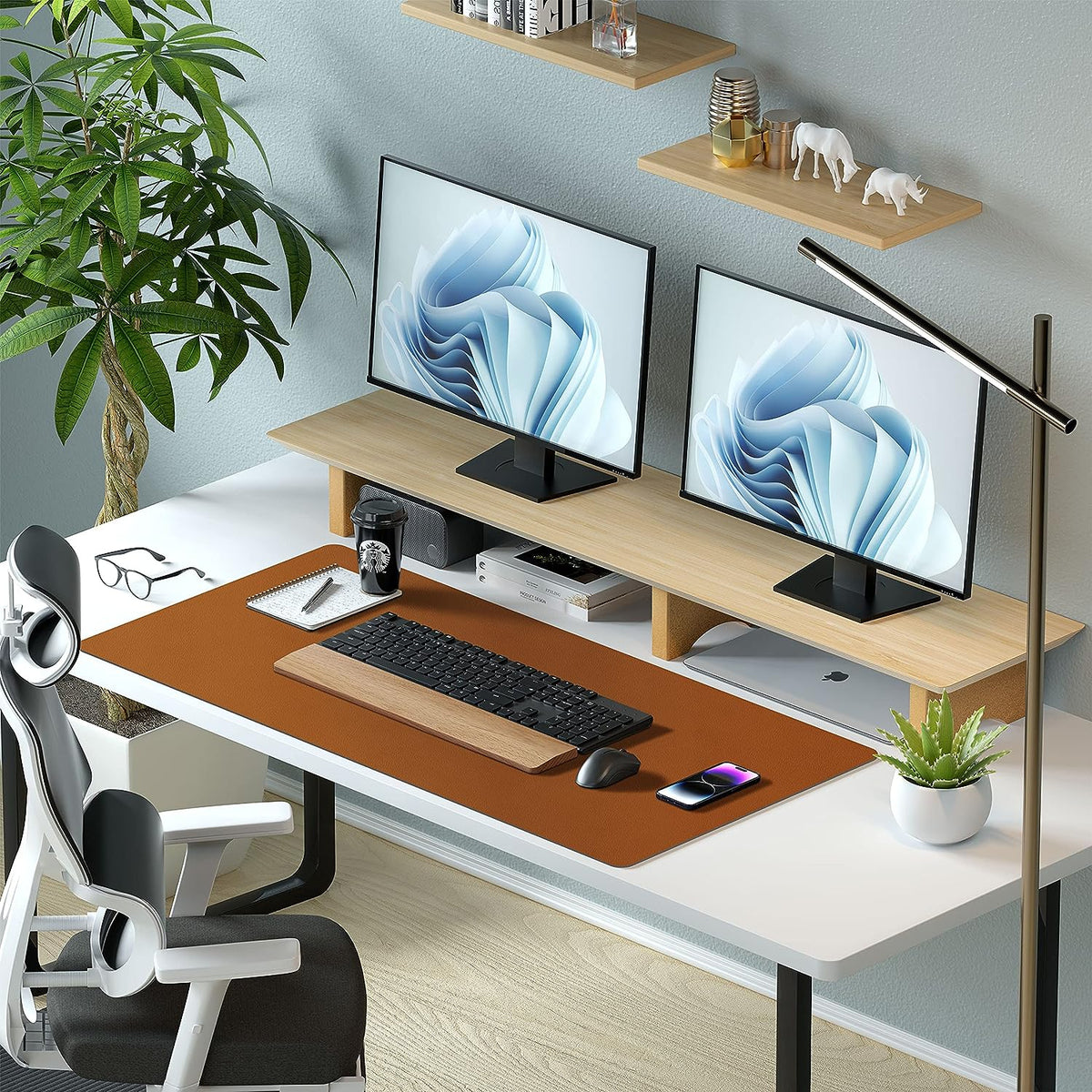 PU Leather Desk Mat Waterproof Office Table Pad for Laptop, Keyboard & Mouse
