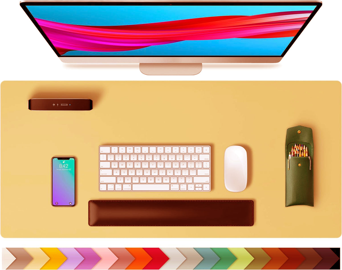 PU Leather Desk Mat Waterproof Office Table Pad for Laptop, Keyboard & Mouse